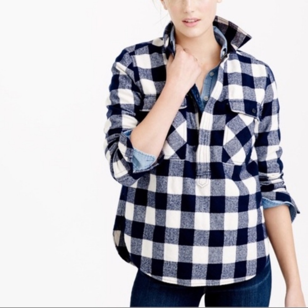 J.Crew | Plaid Flannel | Blue & White